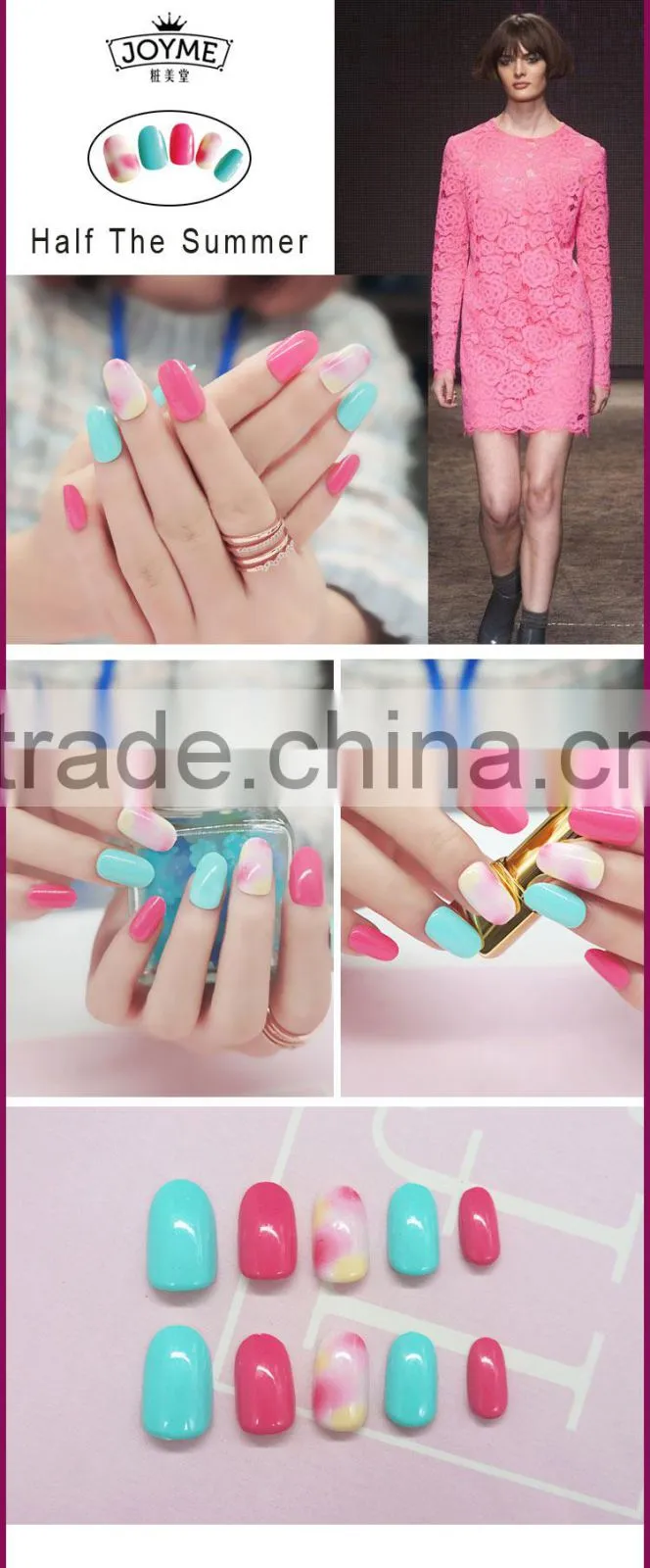 2017 fresh full cover salon DIY false nail art designs