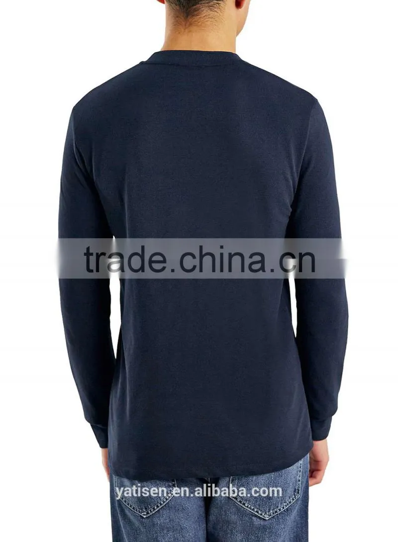2015 selected men navy long sleeves t shirts custom design full sleeve t shirt wholesale