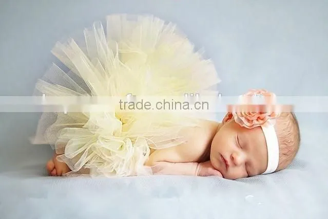 In-stock Latest fashionable design baby tutu skirt with flower headwear for photo props