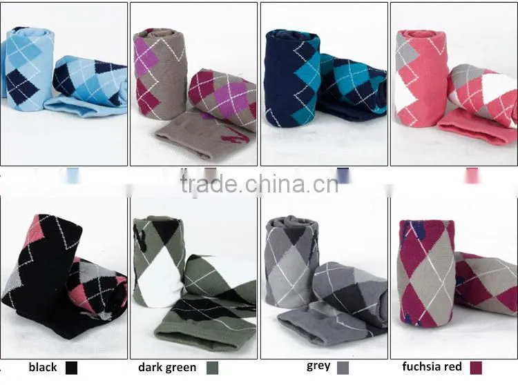 fashion stylish diamond pattern semi-terry stocking knee-high socks for horse rider