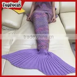 Factory Supplier knitted wool handmade mermaid blanket
