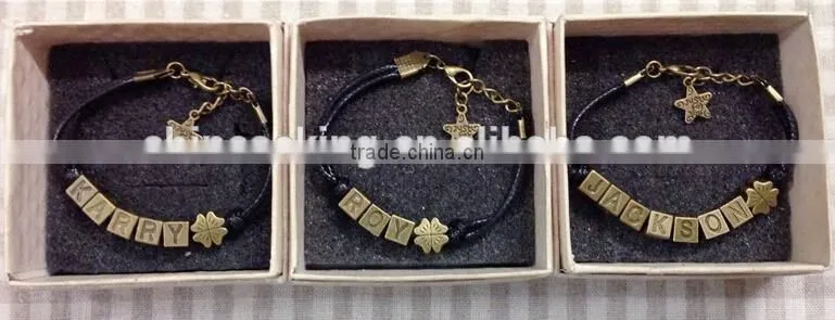 cutom logo tag leather bracelet personalized logo charm leather bracelet unisex leather bracelet bangle