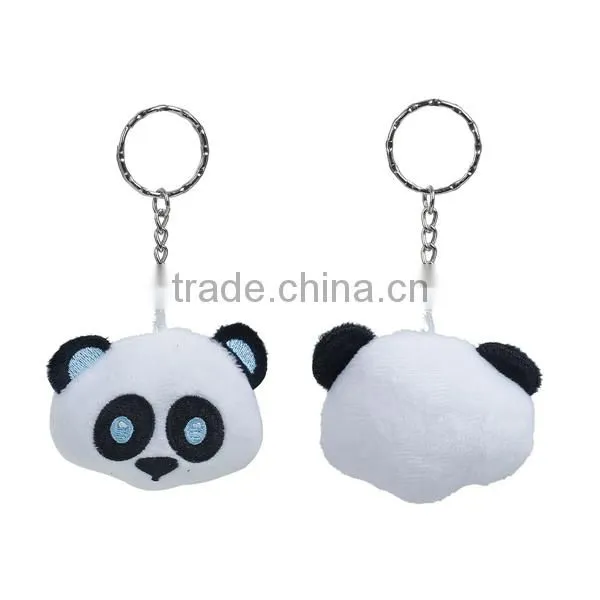Plush Keychain & Keyring Panda Animal Silver Tone Black & White Emoji Pattern Carved 11cm x 5.9cm