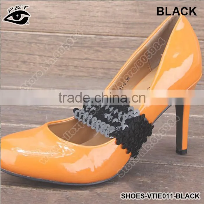 Black Silver Gold Sequins Elastic High Heel Straps /adjustable leather shoe straps/ Shoe Band Shoes Decor Accessories