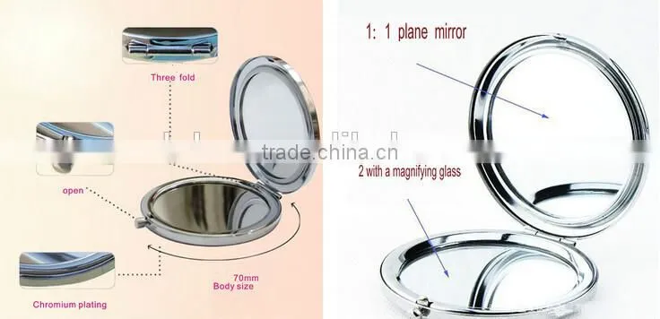 Double Sides (One is Normal,Another is Magnifying)Portable Foldable Pocket Metal Makeup Compact Mirror Woman Cosmetic Mirror