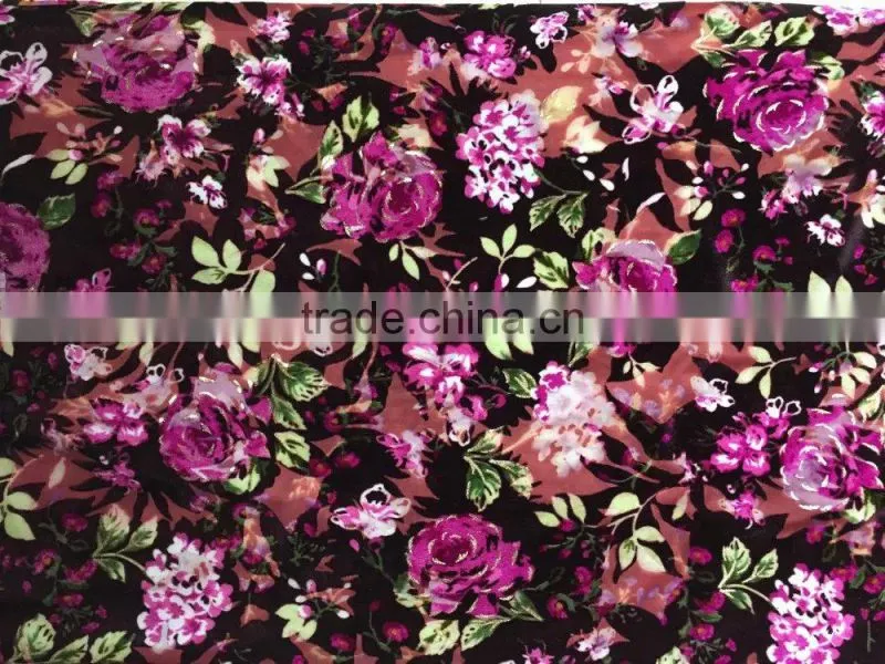 Polyester Spandex Fabric Burnout Printed Korean Velvet 2017
