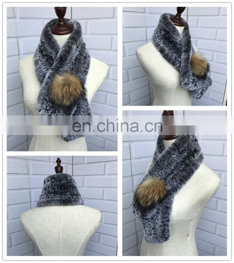 High Quality Lady's Fashion Winter Real Rabbit Fur Russian Scarf