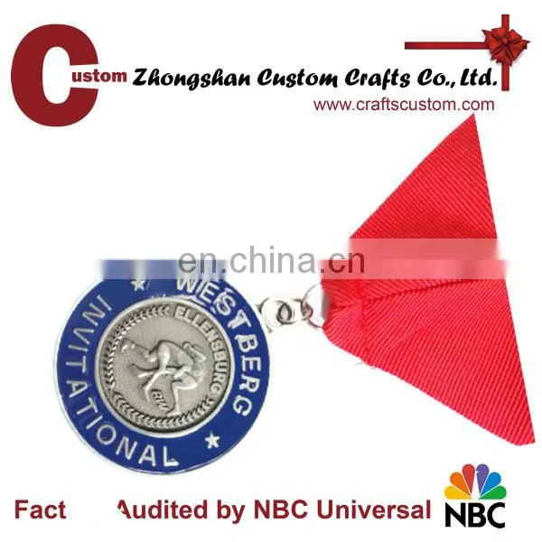 Promotion cheap custom metal sport award medals with ribbon