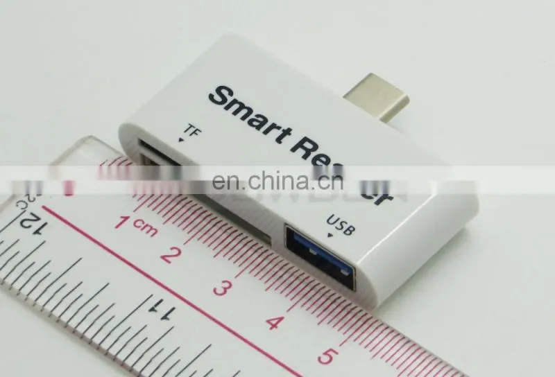 USB-C Card Reader 3 in 1 Type C USB 3.1 5 Gbps TF SD Card Reader Type-C with USB 3.0 Port/TF/SD Smart Adapter for MacBook