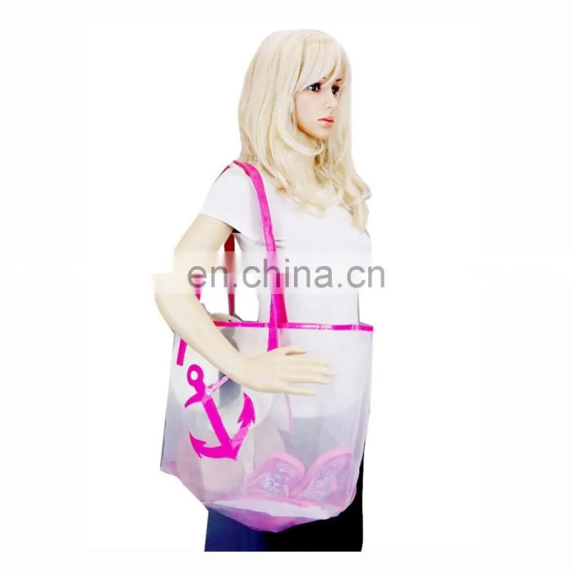 24x15 Inch Sea Life Anchor Print PVC Summer Beach Promotional Tote Bag