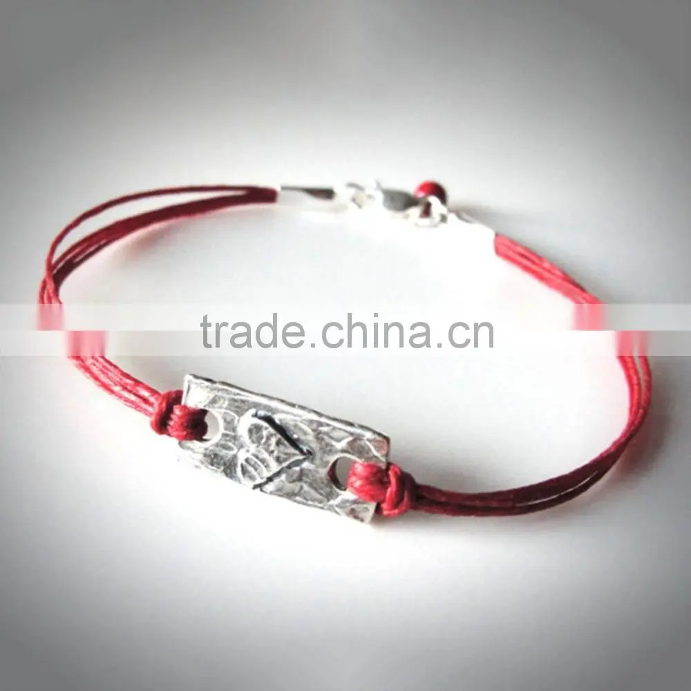 Multi strand Red Rope waxed cotton cord bracelet for women