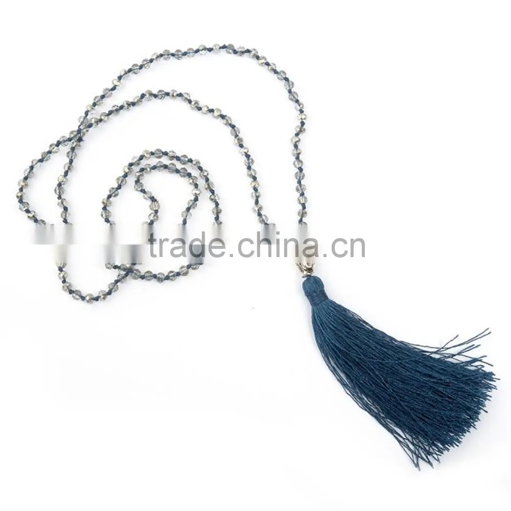 wholesale 2016 fashion crystal beads necklace Buddha head smooth Tassel Pendant LY1602