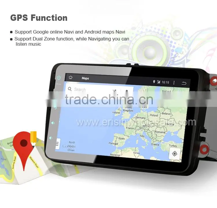 Erisin ES2802V Android 4.4.4 2 Din 8 inch Bluetooth Car Audio with GPS 3G WiFi for Passat