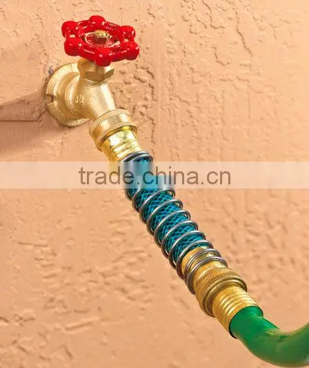 Garden flexible hose connector with spring/flex neck hose connector