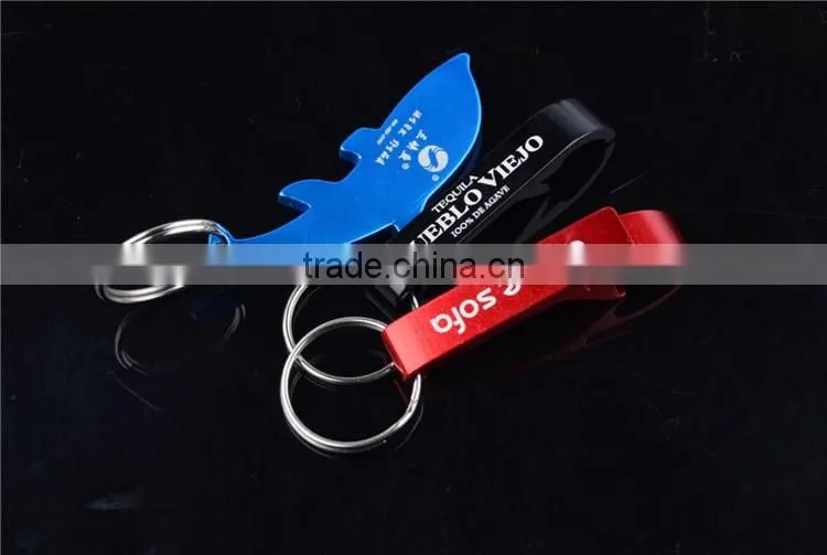 Wholesale aluminium beer bottle opener keychain with customer logo printed