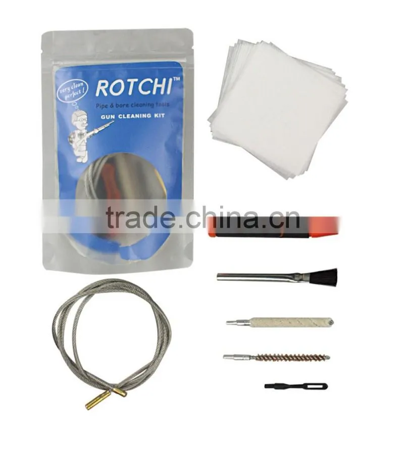 pull-thru cleaning kit without screw drivers, flexible gun cleaning kit with polybag packed, gun cleaning kit