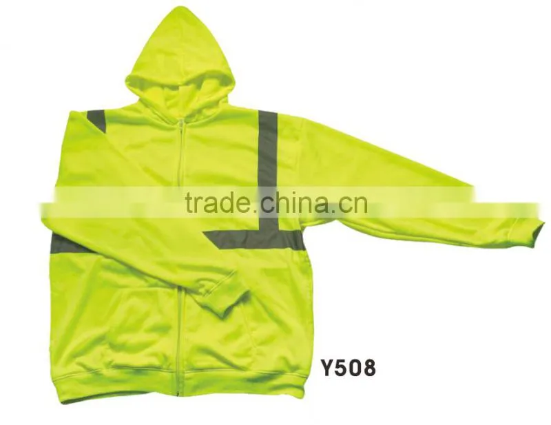 High visibility yellow reflective safety jackets