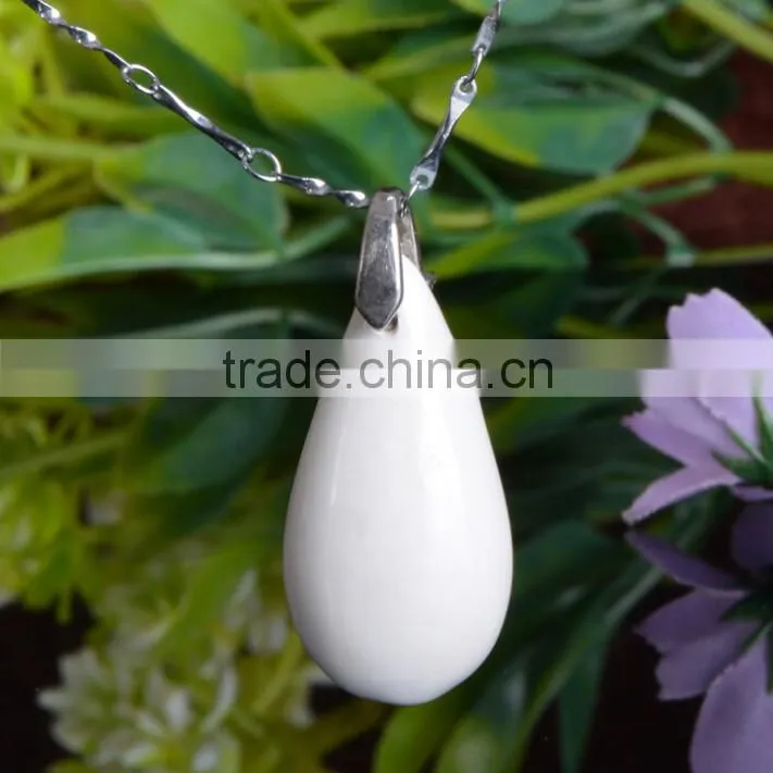 elegant glazed ceramic flower rain drop pendant necklace
