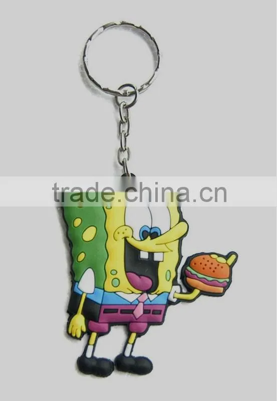 3D cartoon debossed silicone keychain, bulk custom Soft PVC key rings for promotion