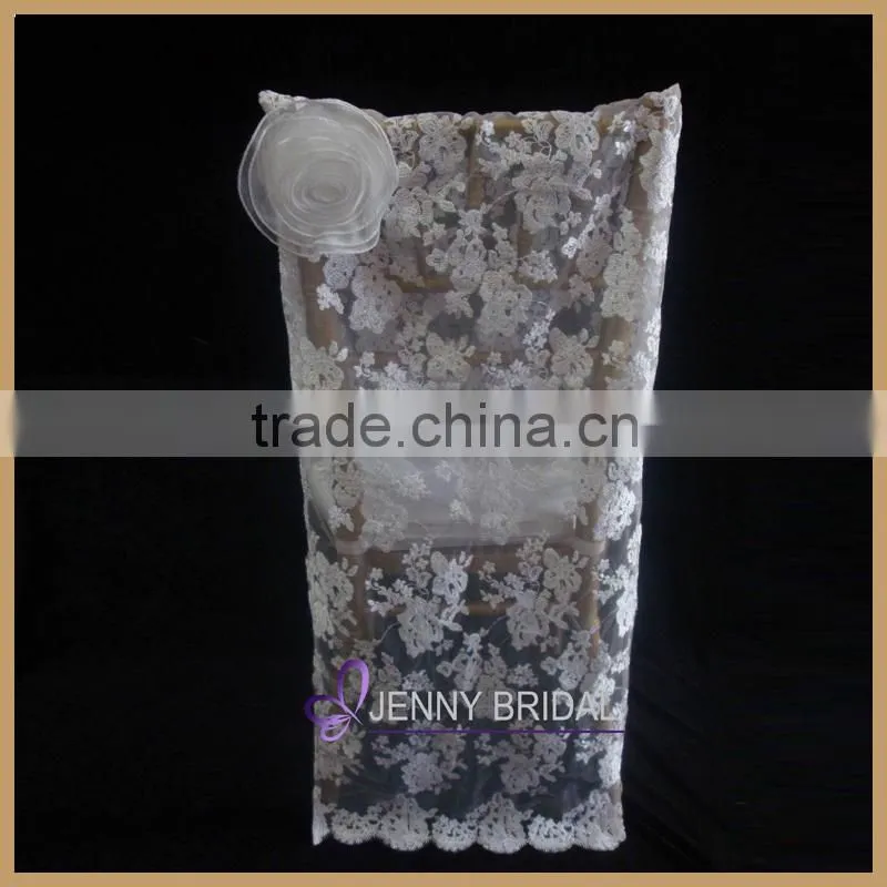 C174F1 White Elegant Chair Sashes Lace Chair Covers Wedding