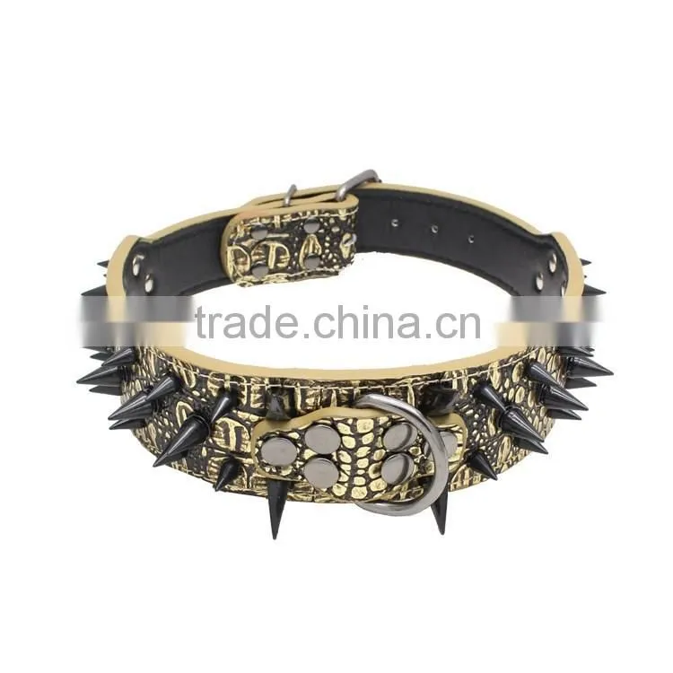 Wholesale pet products large pet collars nails pu leather dog collars