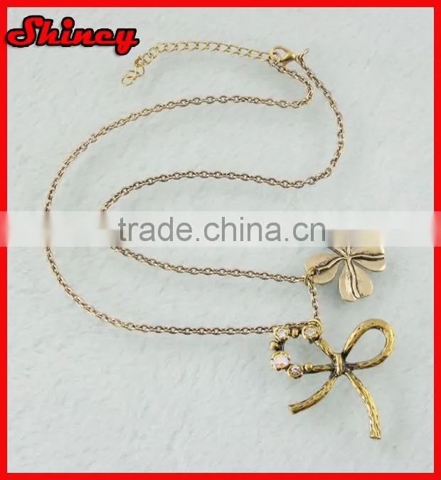 antique styled bronze colored alloy chain tassel necklace