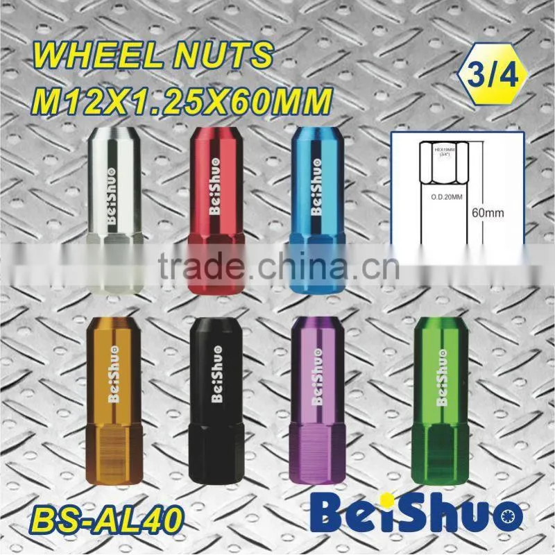 BS-AL40,M12x1.25x60mm Car Aluminum Wheel Lug Nut