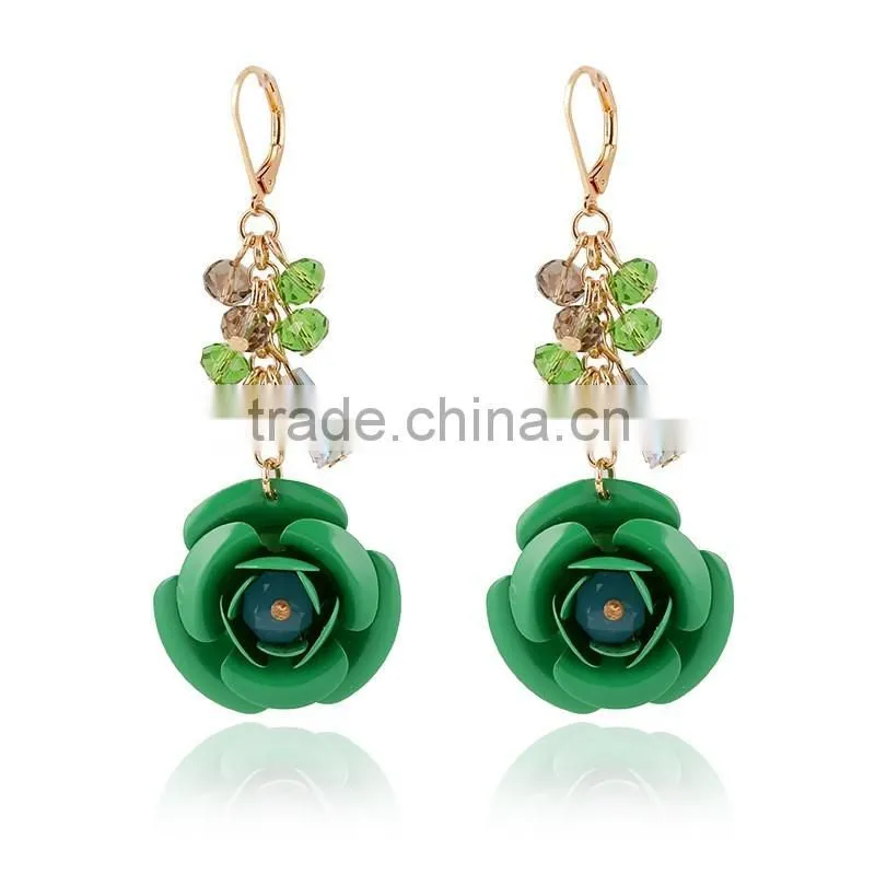 Elegant Victorian Chandeliers Earrings Cluster Disc Colored Flower Earrings Wholesale