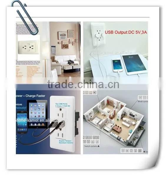 US standard New USB wall outlet receptacle with dual usb ports