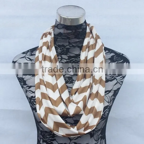 Wholesale Double Layer Jersey Knitted Chevron Infinity Scarf