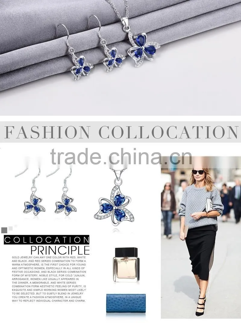 New jewelry plated rhinestone heart wedding necklace set