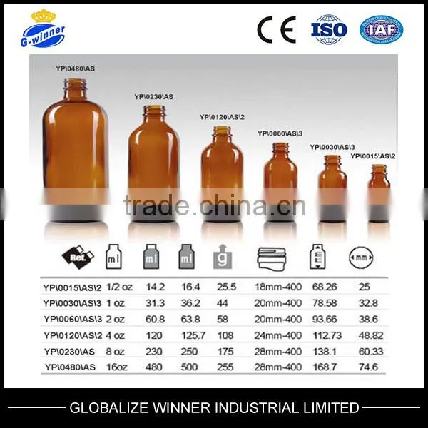 1oz,30ml bule Glass Bottles Boston Round G.P.I 400-18,20,22,28mm