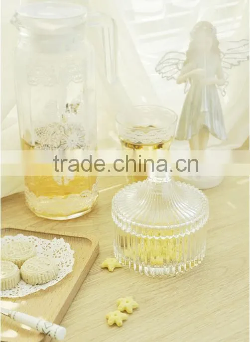 Creative tea coffee sugar candy jar storage glass bowl with lid
