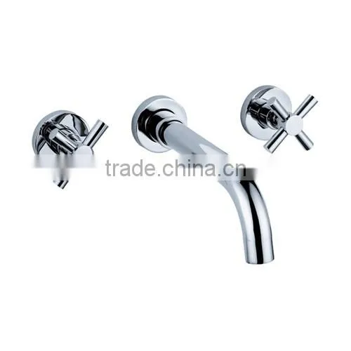 Deck mounted brass bath faucet dual handle