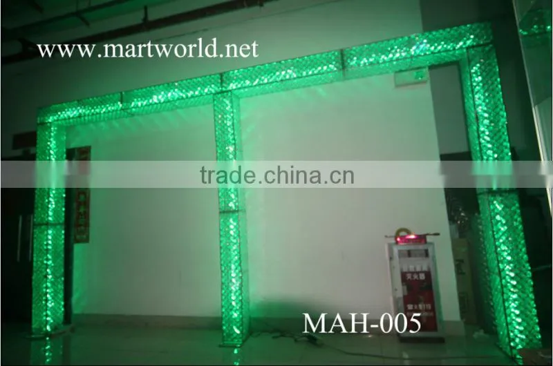 hot selling led light crystal decorative arch for wedding decorations, wedding backdrop stand(MAH-005)