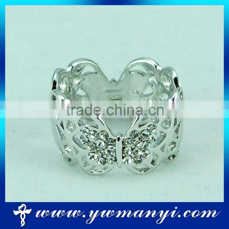 Fashion attractive design ring hollow out engraving flower silver plating ring R202
