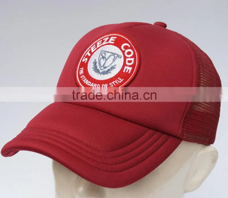 Red polyester foam snapback hat