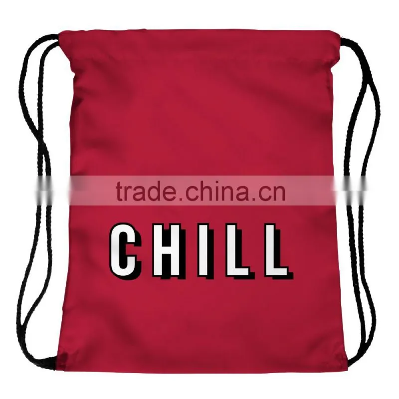 High Quality 3D Printed Chill Red Recycled Rope Drawstring Bag