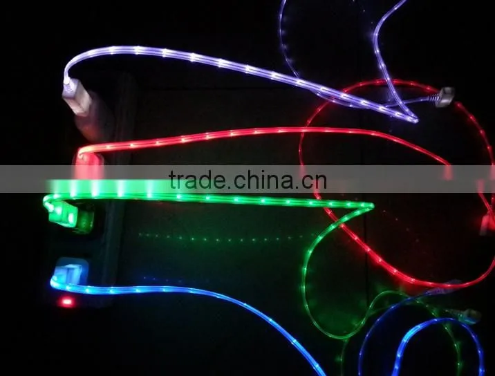 2014 New Arrival High QUALITY LED Light USB Cable for iphone5 and iphone4 smartphone
