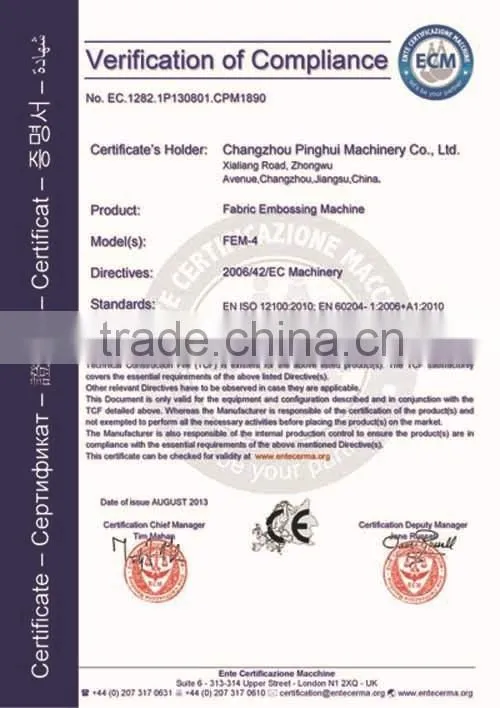 Fabric Embossing Machine for automotive fabric(with foam)