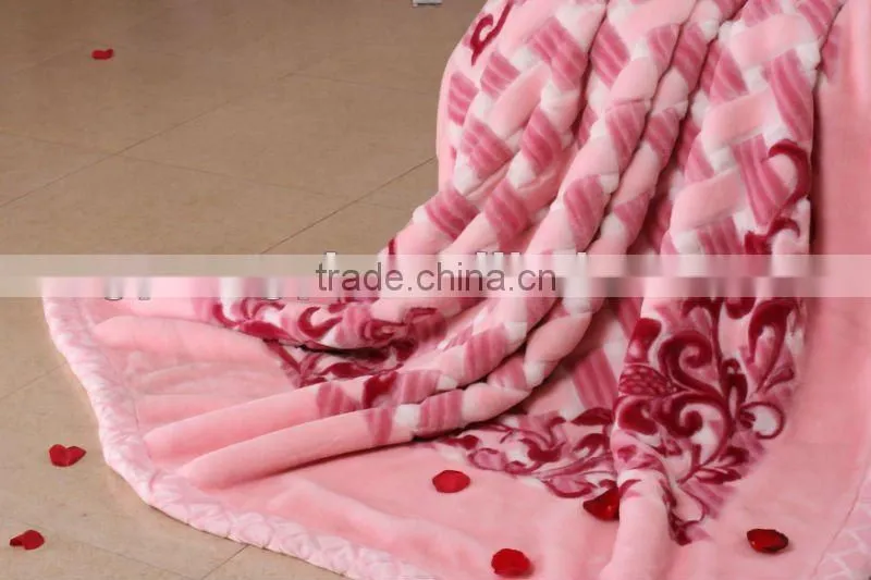 100% polyester printed and special carving raschel blanket 5kg