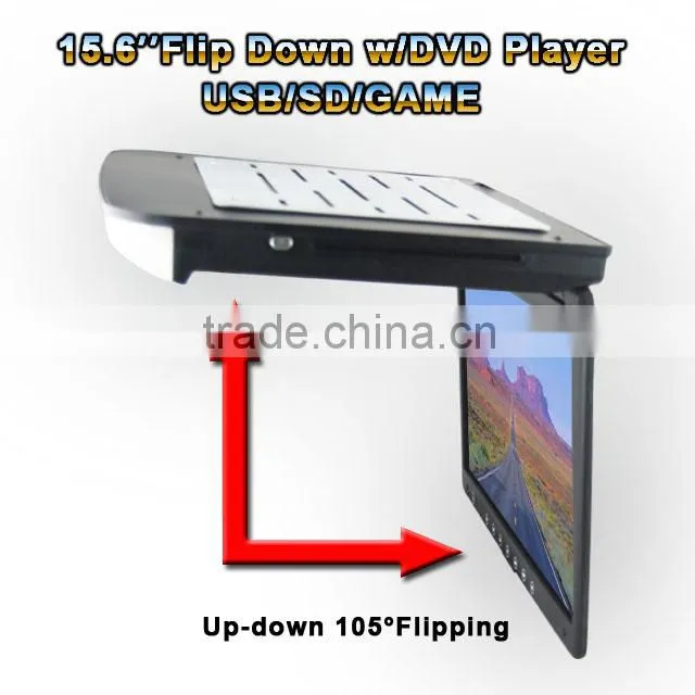 15.6 Inch TFT LCD Roof Mount Monitor With DVD Player Built-in IR For Wireless Headphone