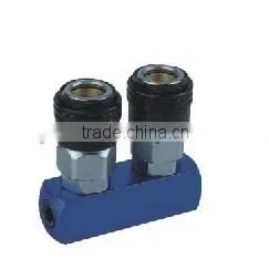 Manifold with Nitto/Japan type pneumatic air release quick coupler ,2 way two touch coupling with plastic