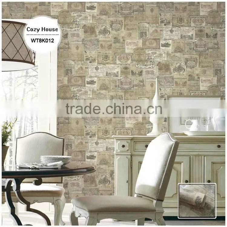customizable printing plastic wallpaper, traditional special design wallcovering for hotel , anti-static wall sticker store