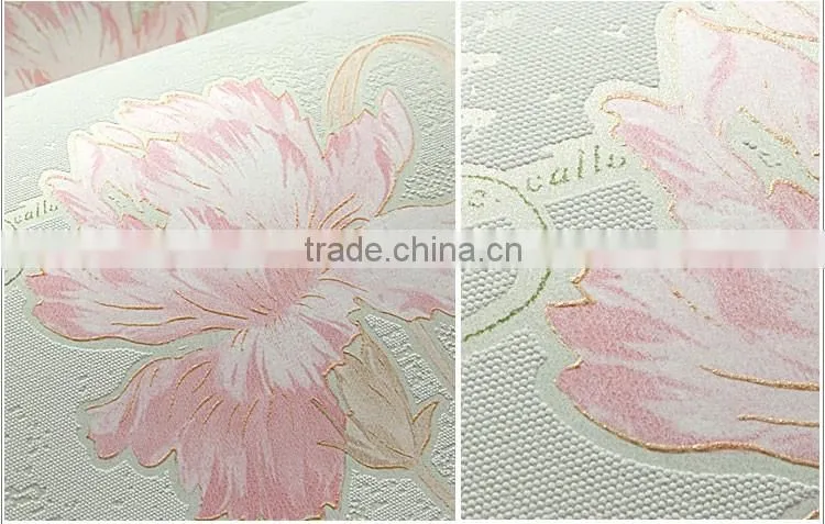 colorful big follower bedroom decoration pure paper wallpaper