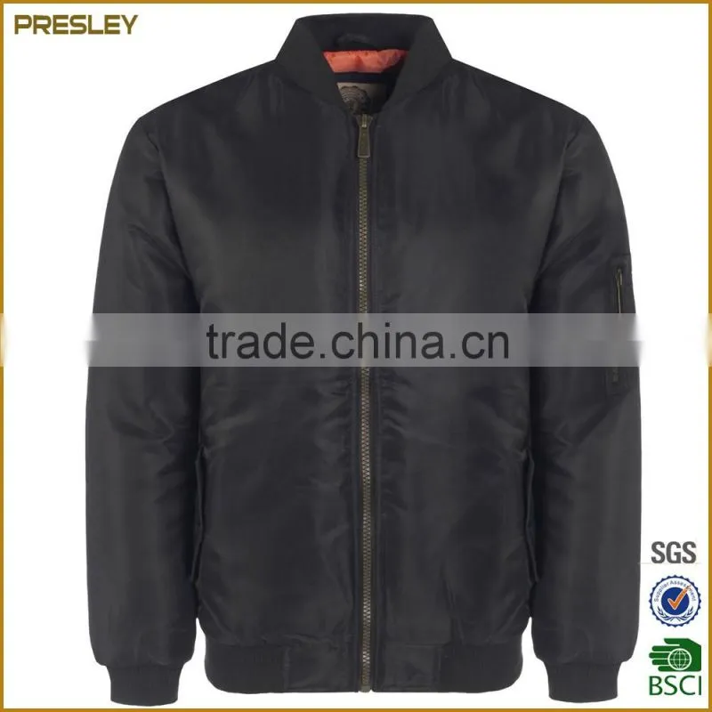 Presley oem custom blank high quality satin bomber jacket for man wholesale
