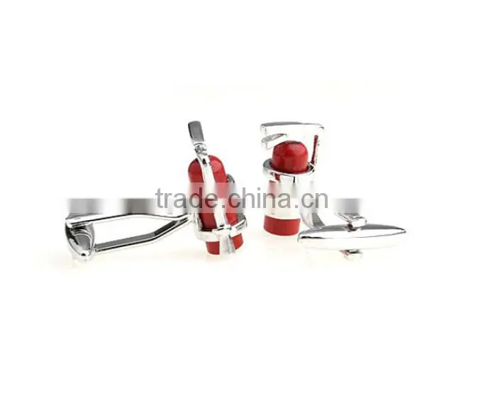 2015 latest fire extinguishe design stainless steel mens cuff links