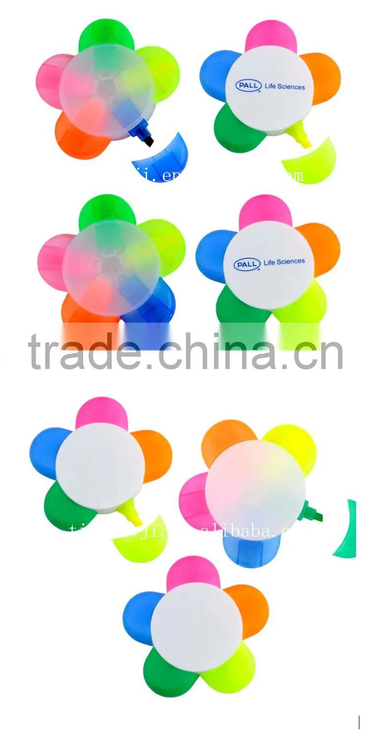 Novelty 5 in 1 multi colored highlighter pen for students award