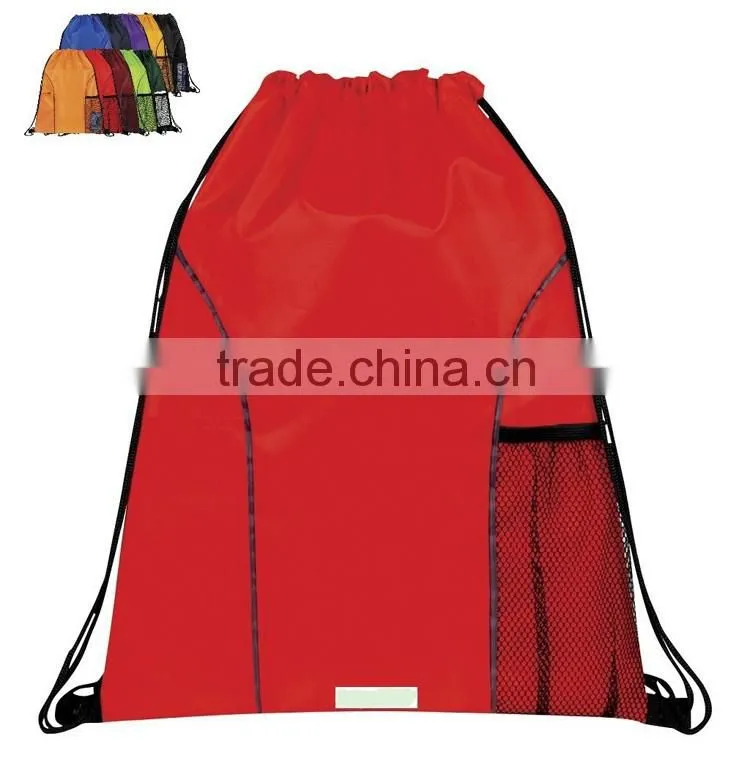 Foldablel nylon large capacity water resistant drawsting backpack