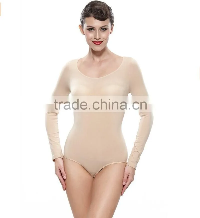Women's Shapewear Long Sleeve Open Crotch Body Shapers Plus Size
